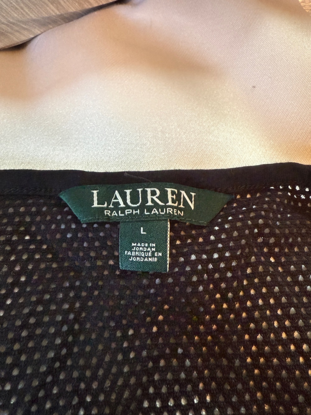 NWT, Lauren Ralph Lauren Black Mesh 3/4 Sleeve Top - Picture 3 of 5